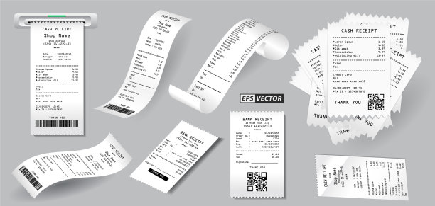 实际登记销售收据孤立或现金图片下载