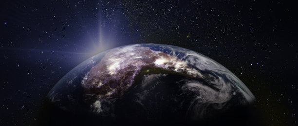 地球和日出的光束。这张图片的元素是由美国宇航局提供的。图片下载