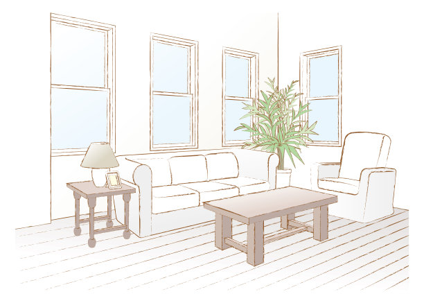 客厅矢量插图。图片下载