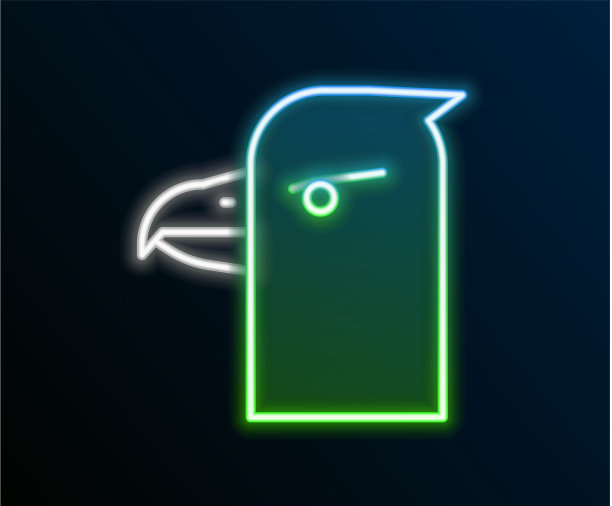 发光的霓虹灯线鹰头图标孤立上图片下载