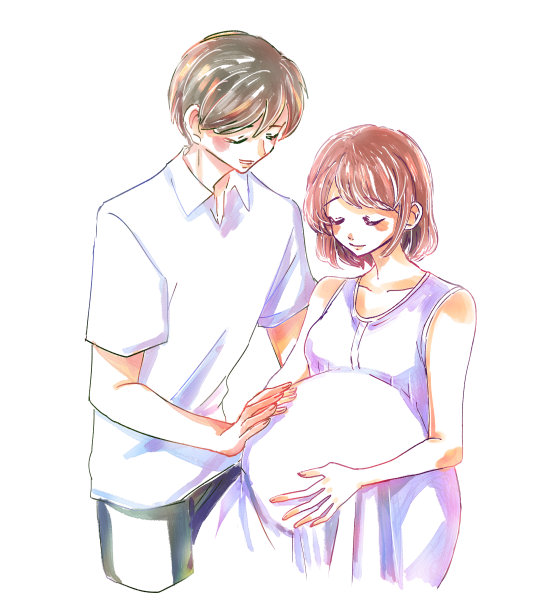 孕妇与伴侣插画图片下载