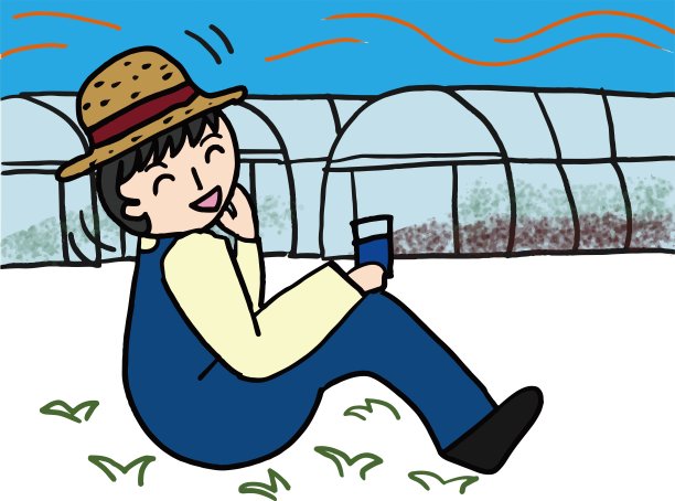 一个农夫在房子旁边休息图片下载