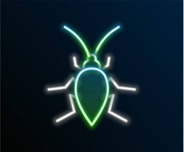 发光的霓虹灯线蟑螂图标孤立在黑色图片下载