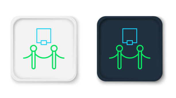 线相框和绳障图标隔离图片下载