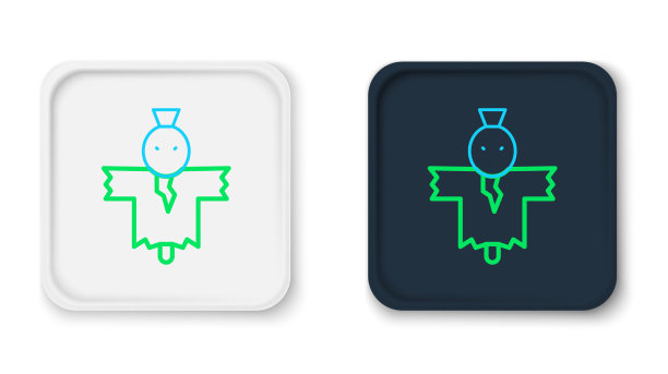 线稻草人图标孤立在白色背景图片下载