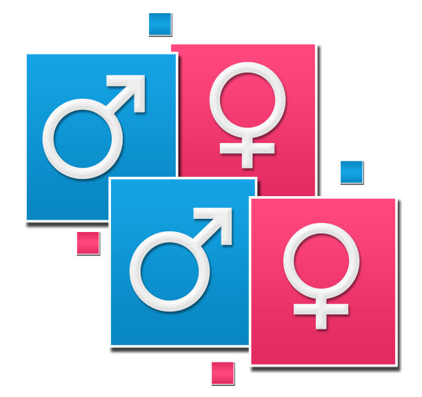男性女性符号粉红蓝色方块图片下载