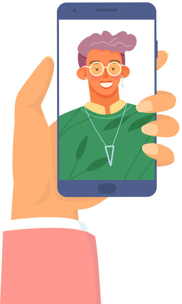 人们通过手机在线视频通话进行交流。人们用智能手机聊天图片下载