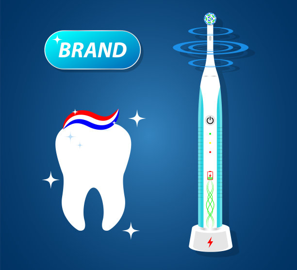 电动牙刷插图，充满活力的刷和移动牙刷，可拆卸的卫生产品喷嘴。牙科设备图片下载