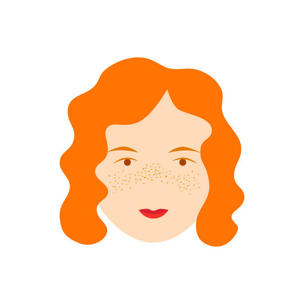 卷发女子肖像孤立在白色的背景。有雀斑的女孩。图片下载