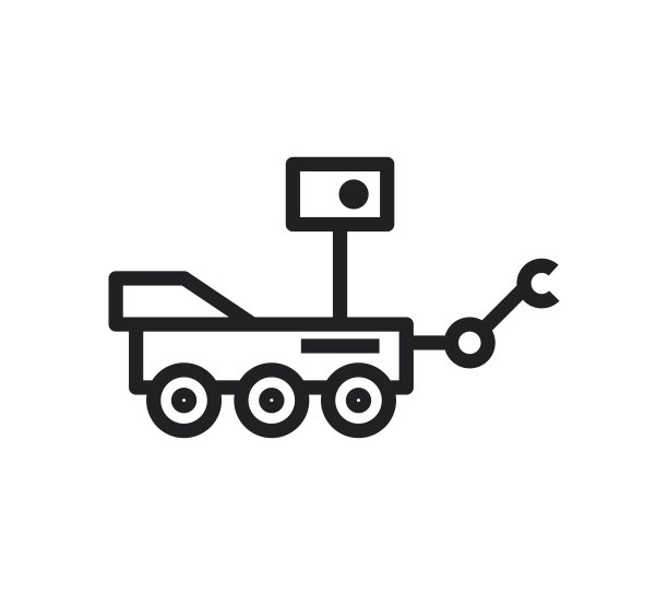 黑色轮廓的漫游者火星图标孤立在白色透明的背景。图片下载