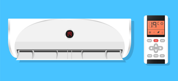 空调，凉风吹冷遥控插图矢量图片下载