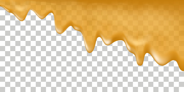 蜂蜜滴飞溅。流动的糖浆融化，蜂蜜，橘子果冻或果汁，焦糖，油，甜酱。液体纹理，隔离在透明的背景上。矢量图图片下载