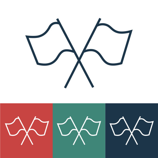 带有旗帜的颜色矢量图标图片下载