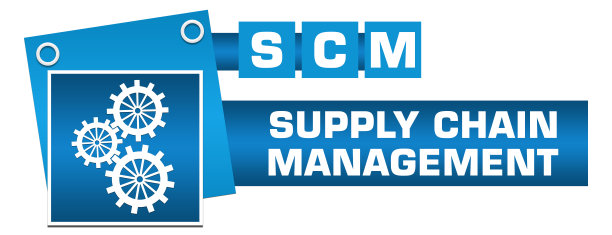 供应链管理蓝色方块符号水平图片下载