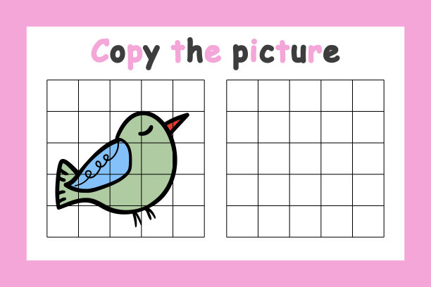 复制图片。儿童教育游戏。可爱的鸟。儿童绘画活动。色彩斑斓的矢量图图片下载