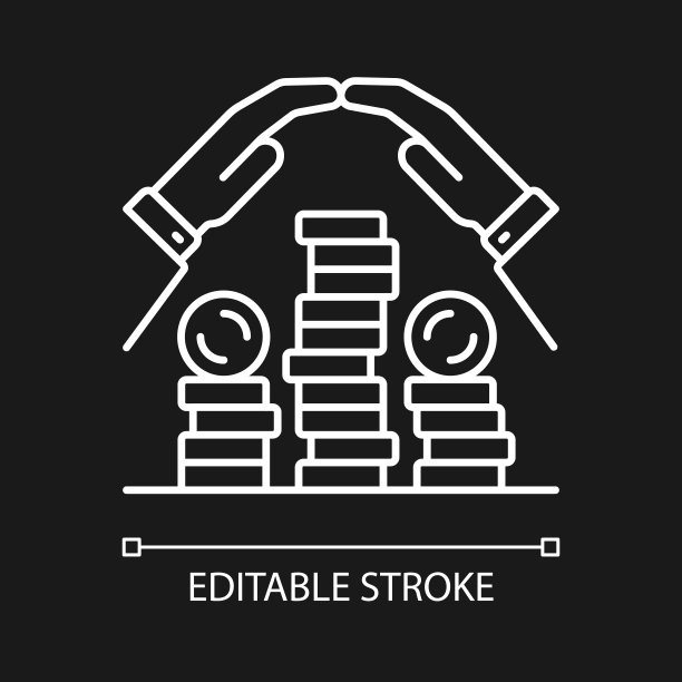 为黑色主题节省白色线性图标图片下载