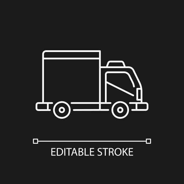 货物出租车白色线性图标为黑色主题图片下载