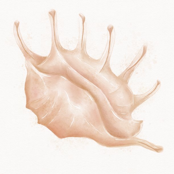 米色贝壳，水彩插图纹理白色背景图片下载