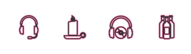 设置线耳机与麦克风和CD或DVD图片下载