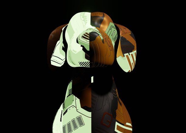 3d渲染插图的未来机械狗在一个深黑色的背景图片下载