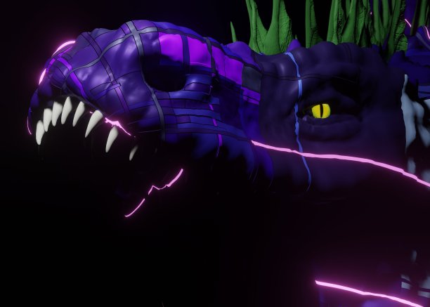 3d渲染的未来机械恐怖龙在一个黑色的背景图片下载