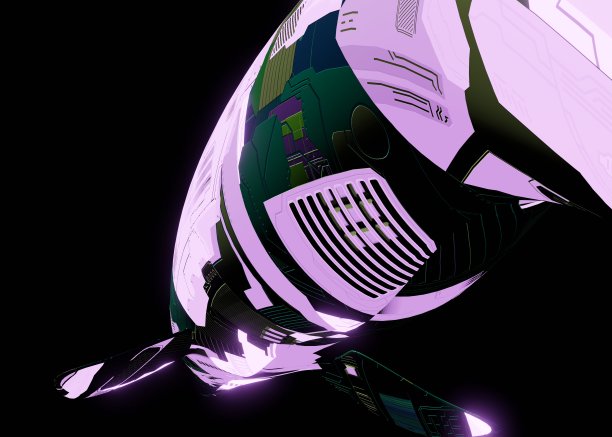 3d渲染的未来机械海豚在黑暗的背景图片下载