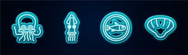 鱼线章鱼盘上的鱼和图片下载