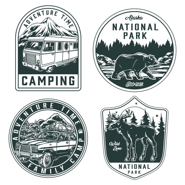 露营和国家公园的复古标志图片下载
