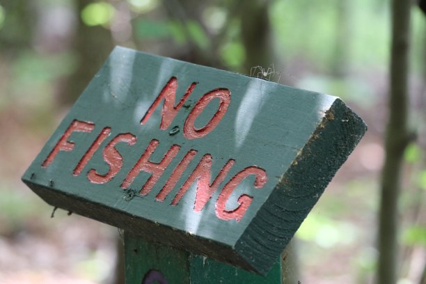 收割者或长腿叔叔在绿色行走禁止钓鱼标志图片下载