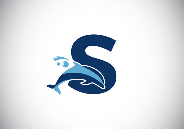 首字母组合字母字母表与海豚图片下载