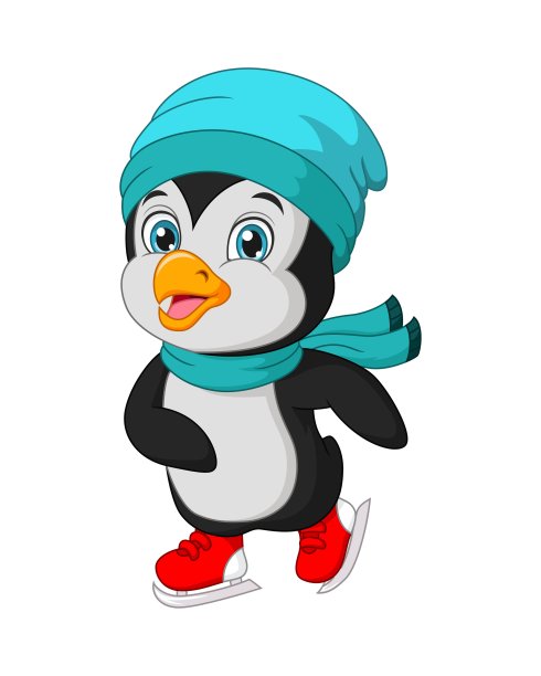 可爱的小企鹅在滑冰图片下载