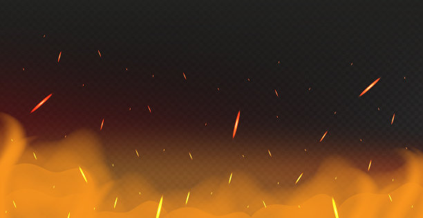 真实的火焰在黑暗的背景-矢量图片下载