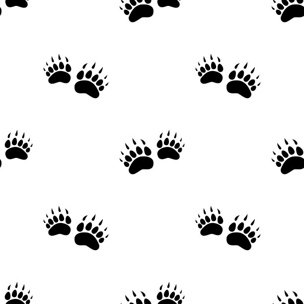 无缝的图案与黑熊的痕迹。矢量平面插图。图片下载