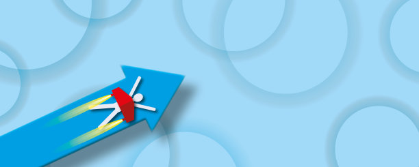 纸商人翅膀上的蓝色箭头象征着商业和金融增长。图片下载