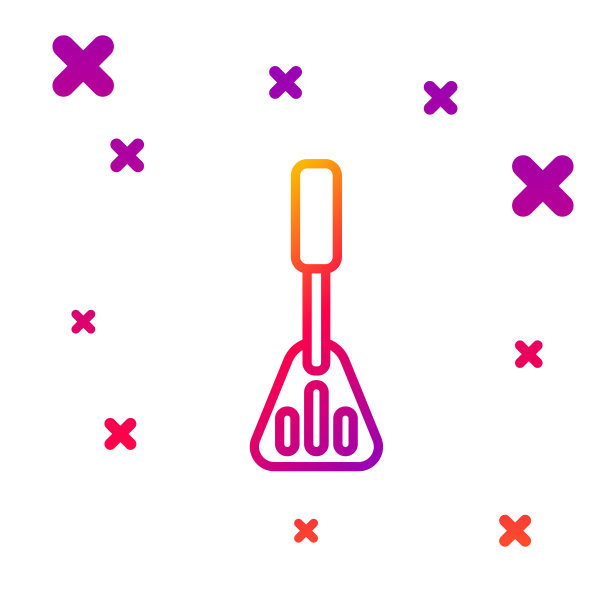 色线抹刀图标隔离在白色背景。厨房抹刀图标。烧烤抹刀迹象。烧烤和烧烤工具。梯度随机动态形状。向量图片下载