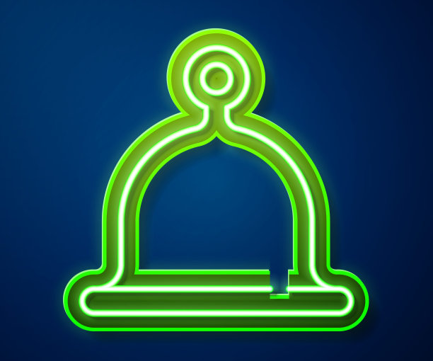 发光的霓虹灯线桑拿帽图标孤立在蓝色背景。向量图片下载