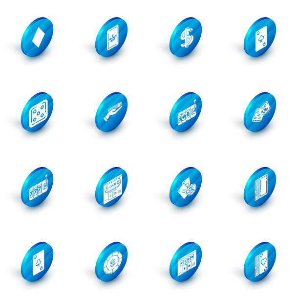 集小丑扑克牌，美元符号，玩黑桃，游戏骰子，老虎机幸运七jackpot，手握扑克，和图标。向量图片下载