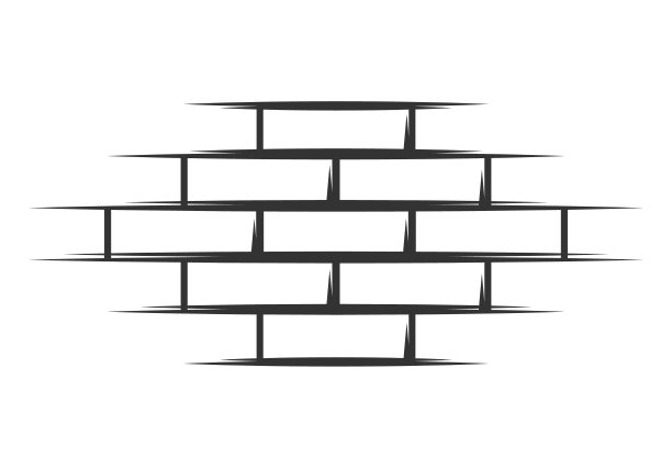 复古风格的砖墙与白色背景隔离图片下载