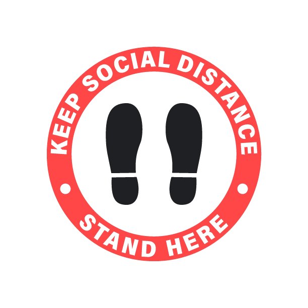 社会距离的迹象。足迹的象征。商店和超市的地板贴纸，帮助减少covid-19的传播图片下载