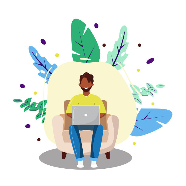 年轻的非洲人在家办公。马尼坐在扶手椅上。图片下载