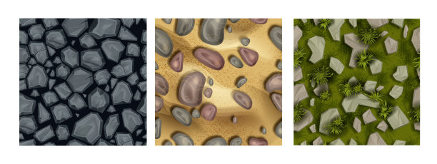 游戏地面无缝纹理集，土石纹集，自然环境面砖。图片下载