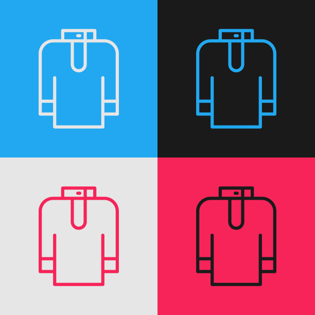 波普艺术线衬衫kurta图标孤立的颜色背景。向量图片下载