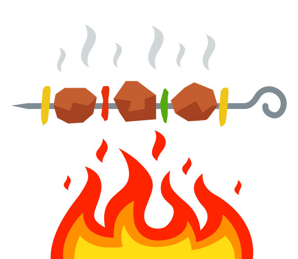 在明火上煎烤肉串图片下载
