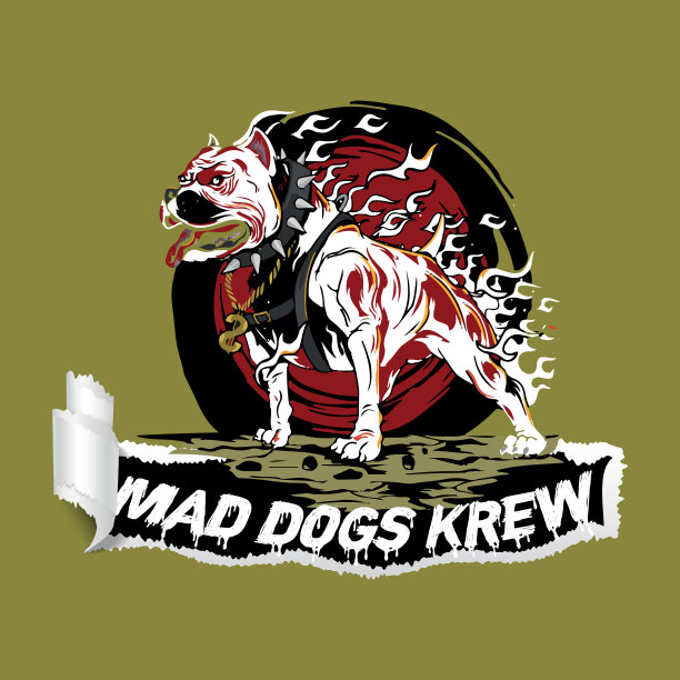 疯狗krew标语t恤设计图片下载