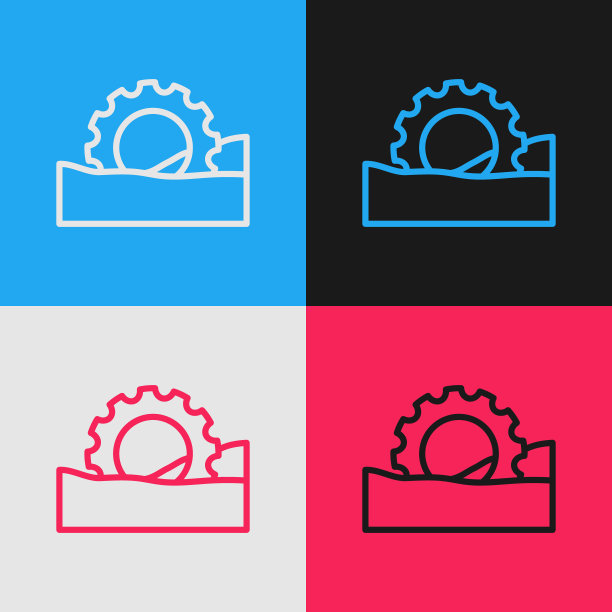 波普艺术线摩天轮图标孤立在彩色背景。游乐园。儿童娱乐游乐场、娱乐公园。向量图片下载