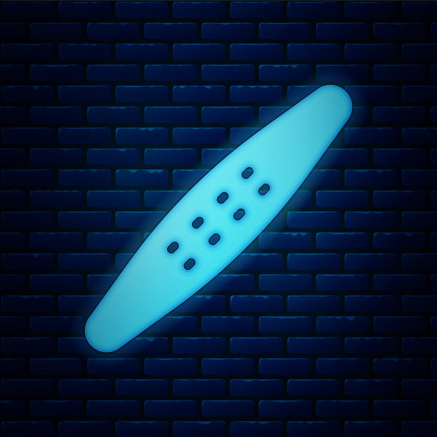 发光的霓虹灯指甲文件宠物图标隔离在砖墙背景。专业处理在家里为宠物梳理。向量图片下载