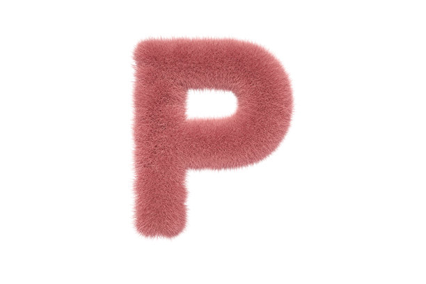字母P与粉红色毛茸茸的毛皮大写图片下载