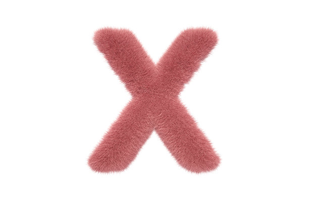 字母X与粉红色毛茸茸的毛皮大写图片下载