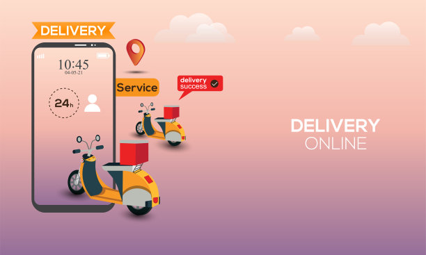 手机上骑滑板车快速在线递送包裹。电子商务成功照明，位置跟踪。订餐送货概念图片下载