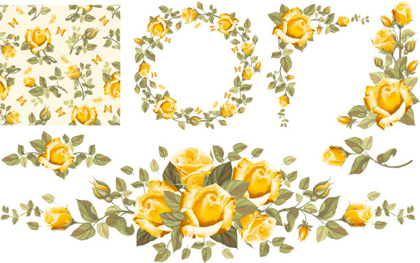 复古黄玫瑰套装图片下载